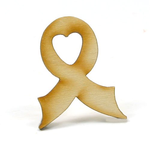 Mylittlewoodshop - Pkg of 6 - Awareness Ribbon - 2 inches by 1.6 inch and 1/8 inch thick unfinished wood(LC-BOWS02-6)