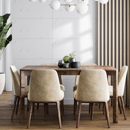 Vieshful 10 Adhesive Tiles 30 x 60 cm, Imitation Marble, Waterproof Adhesive Tiles for Kitchen, Bathroom, Living Room or TV Walls, White (Not Real Tiles)