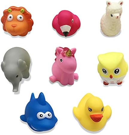 Amazon Kimiangel 8個パック ライトアップバストイ フローティングゴム動物浴槽おもちゃ 幼児用 水中で色が変わる光 お風呂用 おもちゃ おもちゃ