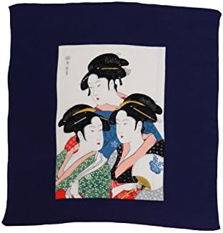 KimonoMode24 Japanese Wrapping Cloth Furoshiki 17.7 x 17.7 inches(45 x 45 cm) Rayon Three Women Red