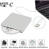 External DVD CD Drive NOLYTH USB C Superdrive DVD/CD +/-RW ROM Player Burner Writer Drive for Apple/Mac/MacBook Pro Air/Laptop/Windows10(Silver)