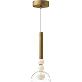 Kuzco Lighting Rise 6" Pendant | Brushed Gold Finish | Clear Glass Shade | Modern LED Mini Pendant Light Fixture | Made of Al