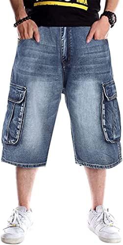 Men's Cargo Pockets Denim Baggy Short Hip Hop Side Pocket Jean