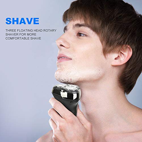 Ceenwes Electric Razor Waterproof Hair Clippers Electric Shaver Cordless Clippers Hair Trimmer Mens Rechargeable Electric Razor Wet & Dry Rotary Shavers with 4 Guide Combs for Men Kids Babies (Black) - Thumbnail 2