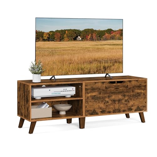 VASAGLE TV-Schrank, Fernsehtisch mit 2 Türen, 140 cm lang, TV-Regal für Fernseher bis zu 60 Zoll, verstellbare Ablagen, für Wohnzimmer, Esszimmer, Sch