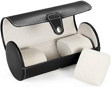 MITIME Watch Box 3 Slots Watch Case PU Leather Watch Box Organizer for Men Women Travel Jewelry Storage Case (Black)