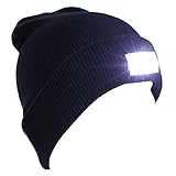 EZGO 5 LED Hands Free Unisex Lighted Beanie Power Stocking Cap/Hat, Perfect Hands Free Flashlight for Hunting, Camping, Grilling, on/off Switch Hidden in the Cap, Black
