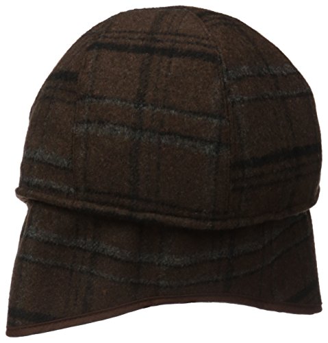 Henschel Men's Wool Blend Plaid Ivy Hat with Earflaps, Brown, Medium