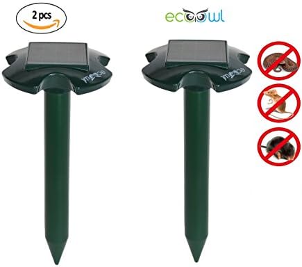 EcoOwl Ultrasonic Solar Powered Outdoor Pest Repeller Mole Vole Gopher Rat Snake Mice Shrew Ground Squirrel Repellent (2 pack)