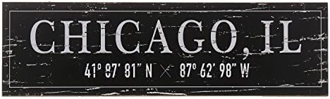 Barnyard Designs Chicago, IL City Sign Rustic Distressed Decorative Wood Wall Decor 17” x 5”