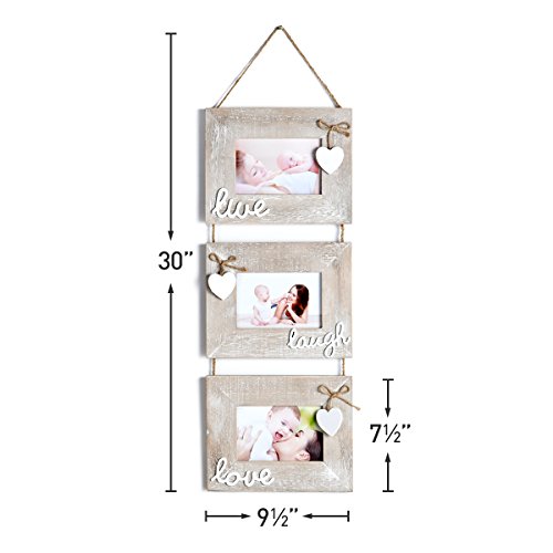 Yaetm Live Laugh Love Collage Hanging Picture Frame 4x6, Solid Wood 3