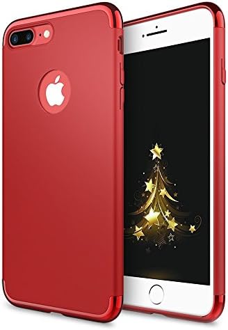 iPhone 7 Plus Case idutou 3-in-1 Sleek Thin and Slim Fit Shell Hard Full Protective Cover Case with 3 Detachable Parts for Apple iPhone 7+ CHROME RED and MATTE RED (5.5 Inches) 2016 (red/red)