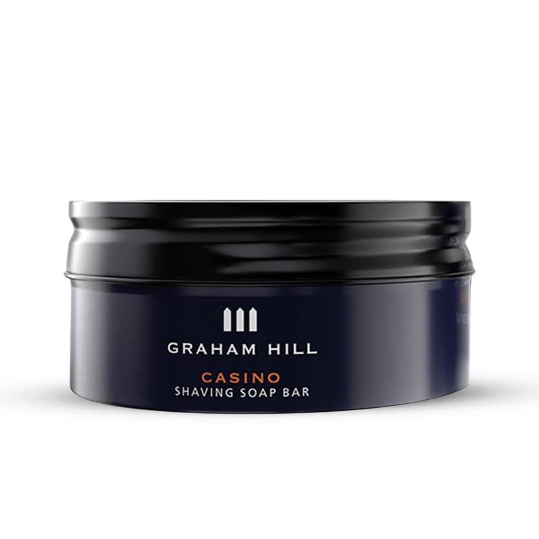 GRAHAM HILL Casino Shaving Soap Bar for Men (85g) – Moisturising, Mild and Perfect for Travel – Premium Mens Shaving Soap Bar with Vegetable Oil and Glycerine