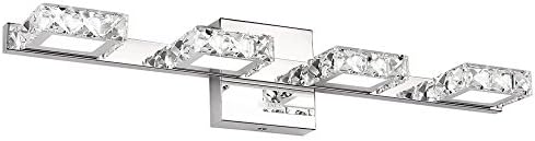 Letsun Bathroom Light Vanity Light LED Lighting Fixture, 4 lights, Cool White, Chrome, IP44, 1200LM - Including a Metal Fairy String Light