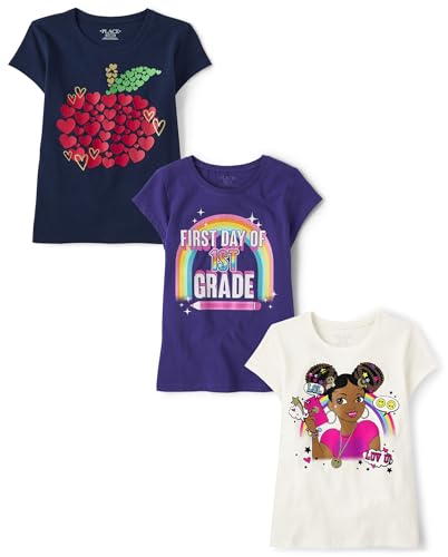 The Children's Place,Girls,School Days Short Sleeve Graphic T-Shirts,Multipacks…