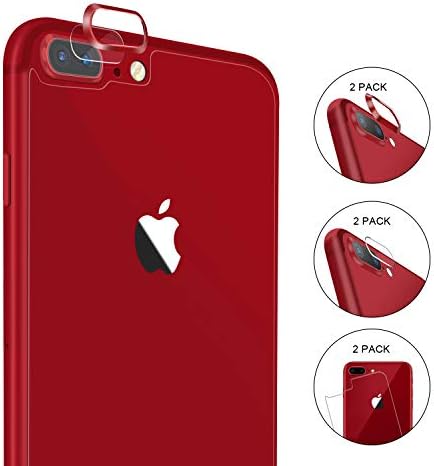 ElekFX Screen Protector Compatible iPhone 8 Plus 0.3mm 9H Hardness Rear Tempered Glass Film, with Camera Lens Protector Ring Aluminum Alloy Scratch Prevent and Ultra-Thin Tempered Lens Glass Film