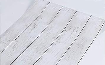 Amazon 壁紙シール 木目 壁紙 簡単貼り付け 防水 アンティー ホワイト 45cm X 10m 壁紙