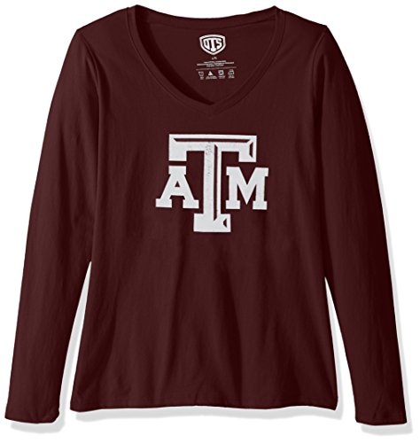 NCAA Texas A&M Aggies Women's Ots Rival Long sleeve Distressed Tee, Large, Dark Maroon