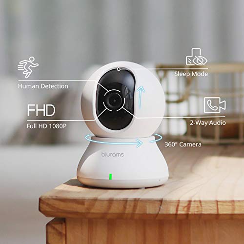 blurams Indoor Security Camera PTZ 1080p, WiFi Dome Camera Pet/Nanny Camera Baby Monitor w/Two-Way Audio | Sound/Person Detection | IR Night Vision | Cloud&Local Storage | Compatible with Alexa