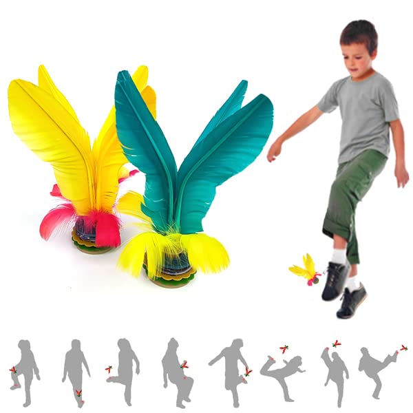 Jastown Kick Shuttlecock,Chinese Jianzi,foot Shuttlecock,Feather Football assembled,Colorful Feather Kicking Shuttlecock for Foot Exercise Sports Game，kick feather ball outdoor or indoor,2 pc (BY)