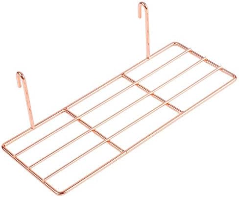 Qinghu Metal Straight Shelf Rack for Grid Panel Mountable Wire Organizer Mesh Display Organizer Rack(Rose Gold)