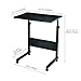 Height Adjustable Wooden Laptop Table Computer Standing Desk with Tablet iPad Slot Mobile Workstation with Wheels (Black)