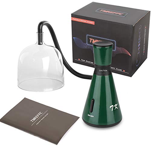 Smoke Infuser Food Smoker Gun for Drinks Cocktails Smoking, Portable Hand-held Cold Smoke, 4 AA Batteries Operated, Glass Cloche Included, Green