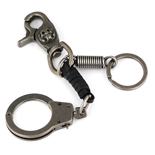 Maycom Retro Style Skull Lobster Clasp Handcuffs Pants Buckle Keychain Key Chain Ring Keyring Keyfob Key Fob Holder