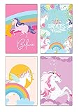 Designs by Maria Inc. Unicorn Posters Bedroom Wall Decor (11x17) Set of 4 Colorful Inspirational & Motivational Quotes for Girls, Teens, Kids | Decorative College Dorm Art Rainbow Picture (Unframed)