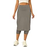 Aurgelmir Womens Tennis Skirt with Capris Leggings Golf Knee Length Skorts Athletic Long Skirts for Women with Pockets