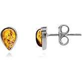 Ian and Valeri Co. Amber Sterling Silver Drop Tiny Stud Earrings