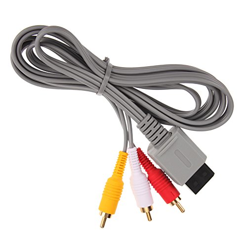 image for Wii/Wii U AV Cable, Obeka 6FT 1.8M Composite Retro 3 RCA Gold-Plated C