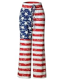 Pantalones para dama con estampado floral y cordón elástico para el palazzo, pantalones para pijamas
