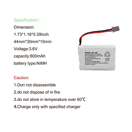 GEILIENERGY BT446 BT-446 BBTY0503001 BT-1004 BT-1005 GE-TL26402 BT-504 CPH-488B 3.6V 800mAh Rechargeable Battery Compatible with Uniden Cordless Phone(Pack of 2)