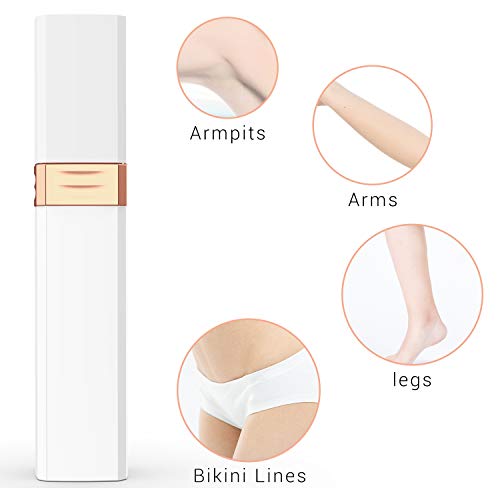 Facial Hair Removal for Women, Waterproof Hair Remover Women's Painless Peach Fuzz Trimmer Shaver with Built-in LED Light for Chin Hair Upper Lip(Square)