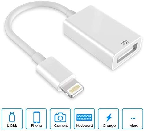 USB Camera Adapter,USB Otg Cable Male 8 Pin to USB Female Adapter compatible with phone (Black)