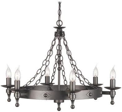 Elstead LightingWR6 GRAPHITE Graphite Black Warwick Six Light Classic Chandelier One Tier