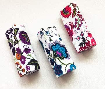 3pcs Lipstick Case Holder Box With Mirror Assorted Flower Pattern Design