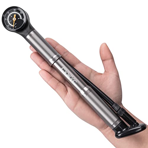 Bike Pump Portable- Mini Bicycle Pump with Pressure Gauge Fits