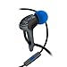 GOgroove AudiOHM HDX Noise Isolating Wired Earbuds with Microphone - Premium Headphones with Ergonomic Angled Design, 3mm Thick Reinforced Cable, Fortified Y-Connector, and EVA Carrying Case (Blue)