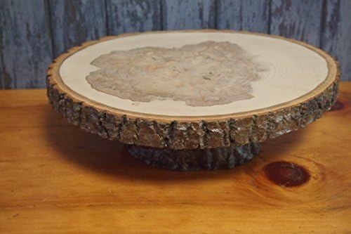 11.5" BY 12" wood slice display stand, Rustic home or wedding décor, Cake stand, centerpiece, plant stand, candle holder, bark edge