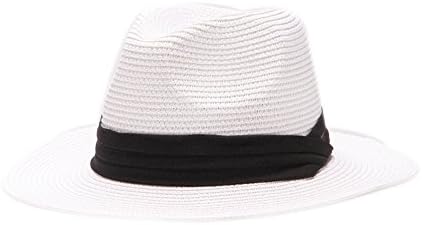 SYBKNSTW Summer Sun Beach Straw Hat Anti-UV Protection Hats for Women and Men Travel Packable Cap with Strap 003 White