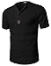 H2H Mens Short Sleeve Henley T-shirts with Waffle Knitted Fabric,Jdsk31-black,US Large (Asia X-Large)