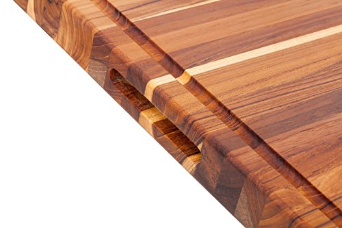 Teak Cutting Board - Rectangle Board With Hand Grip And Juice Canal (24 x 18 x 1.5 in.) - By Teakhaus