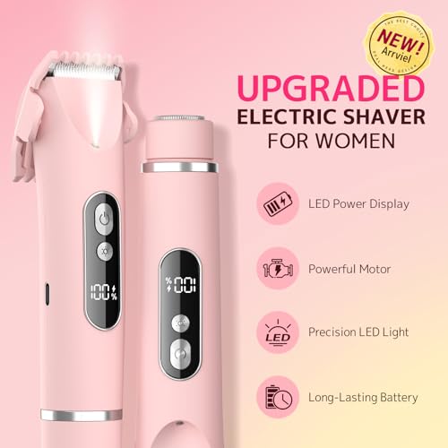 CoolHair Bikini Trimmer for Women,Smooth Electric Razor for Sensitive Skin, IPX7 Waterproof Wet & Dry Cordless Body Shaver & Grooming Set for Bikini Area, Pubic Hair, Face, Underarms & Legs (Pink)