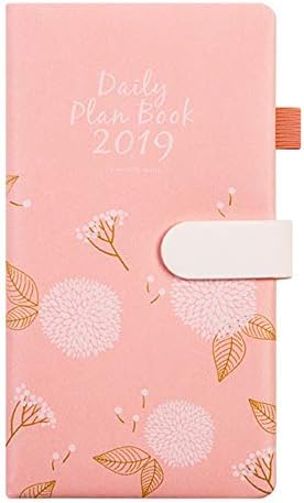 YUAND 2019 Colorful Schedule Notebook Lovely Cute Monthly Weekly Planner Personal Calendar Memo Pages Compact and Portable A6(180 * 100mm) Pink