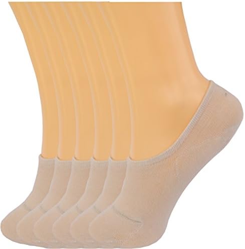 FECOG Women's No show socks Non slip flat boat line low cut liners with non slip gel 6 pairs (Nude 6 pairs)