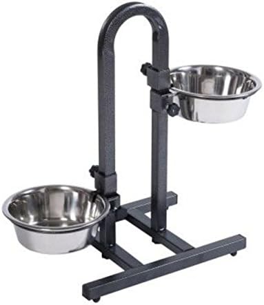 Very Stable Dog Bar In U-Shaped With 2 Stainless Steel Bowls - The Adjustable Height Makes Mealtimes Much Easier For Your Pets Suitable For All Dog Breeds By eCommerce Excellence