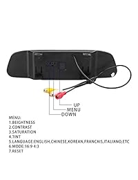 Cámara de copia de seguridad y kit de monitor LCD con espejo retrovisor, placa de matrícula del coche Cámara de visión trasera con visión trasera de visión nocturna a prueba de agua, HD + kit de pantalla de monitor de espejo con espejo LCD de 4.3 "pu