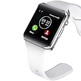 Bluetooth Smart Watch Fitness Tracker, Touch Screen Smart Wrist Smartwatch Support SIM SD Card Slot Make/Answer Phone Camera Pedometer Compatible Android iOS Samsung LG for Women Men Kids (White)